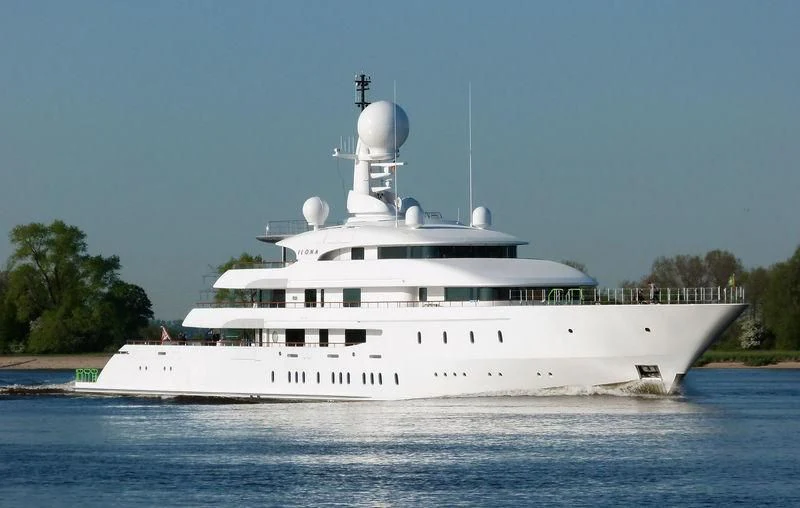 a large white ship aboard ILONA Yacht for Sale