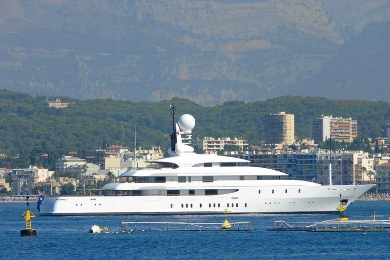a large white boat in the water aboard ILONA Yacht for Sale
