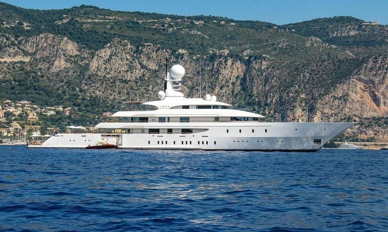 a white yacht in the water aboard ILONA Yacht for Sale