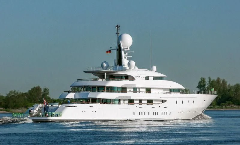 a large white boat aboard ILONA Yacht for Sale