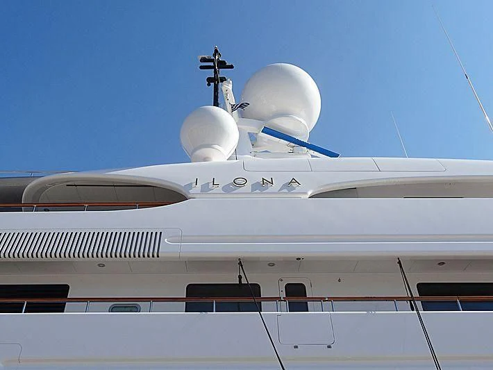 a large white airplane aboard ILONA Yacht for Sale
