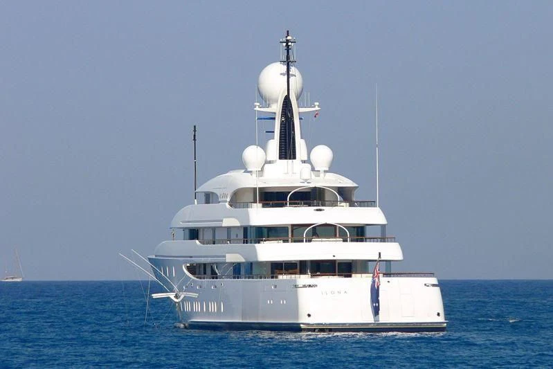 a white yacht in the water aboard ILONA Yacht for Sale