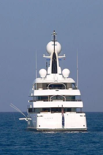 a large white ship in the water aboard ILONA Yacht for Sale