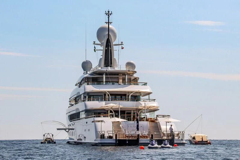 a large white ship in the water aboard ILONA Yacht for Sale