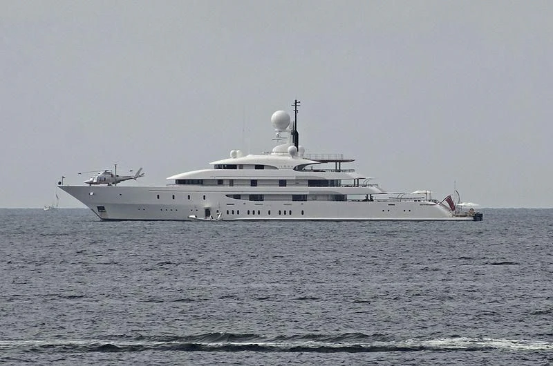 a large white ship in the water aboard ILONA Yacht for Sale
