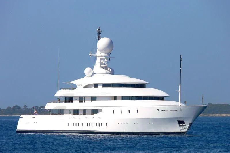 a white yacht in the water aboard ILONA Yacht for Sale