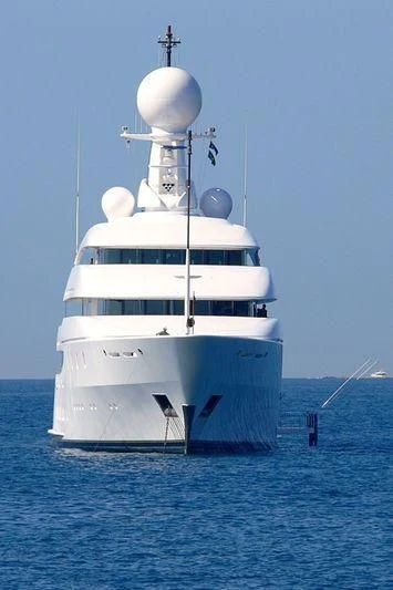 a large white boat in the water aboard ILONA Yacht for Sale