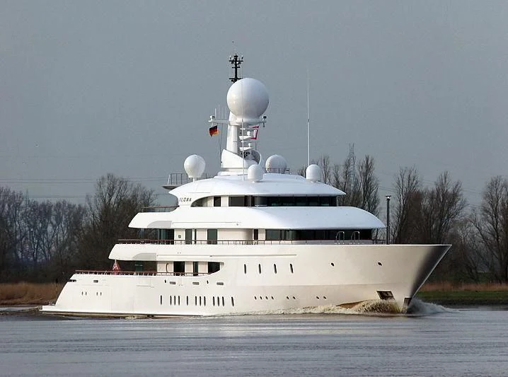 a large white boat aboard ILONA Yacht for Sale