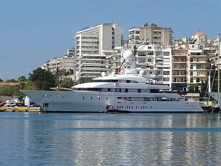 a large white boat in the water aboard ILONA Yacht for Sale