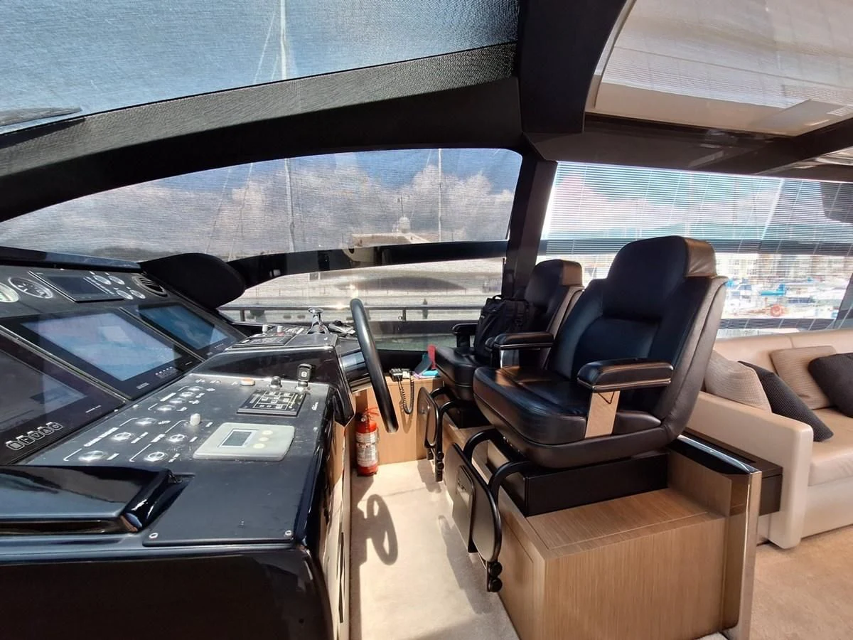 inside of a car aboard CHILUCE Yacht for Charter