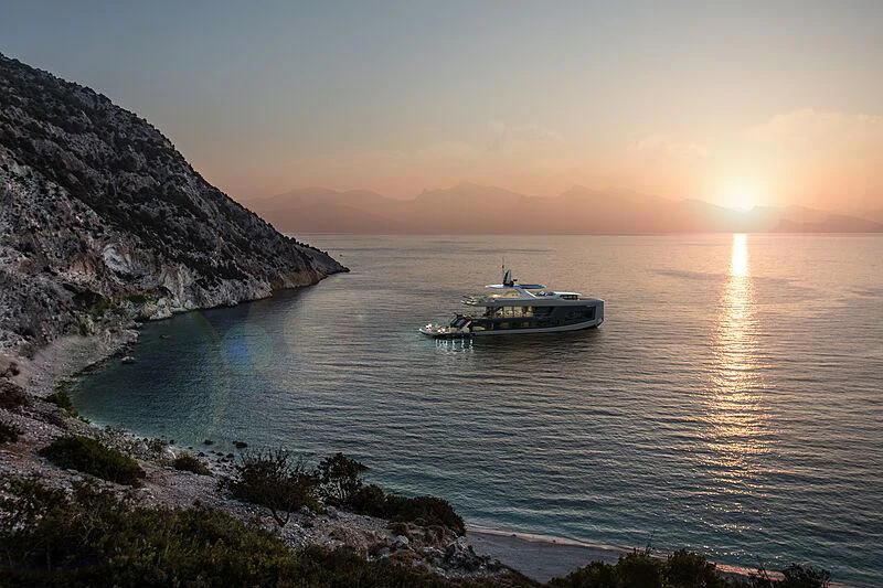 a boat on the water aboard WATERLILY Yacht for Sale