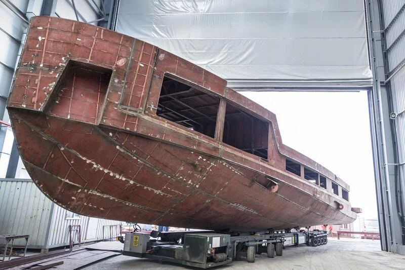 a large metal structure aboard WATERLILY Yacht for Sale