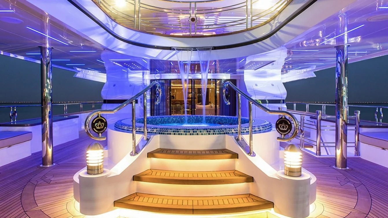 a large metal object with a staircase aboard MY ESCAPE Yacht for Sale