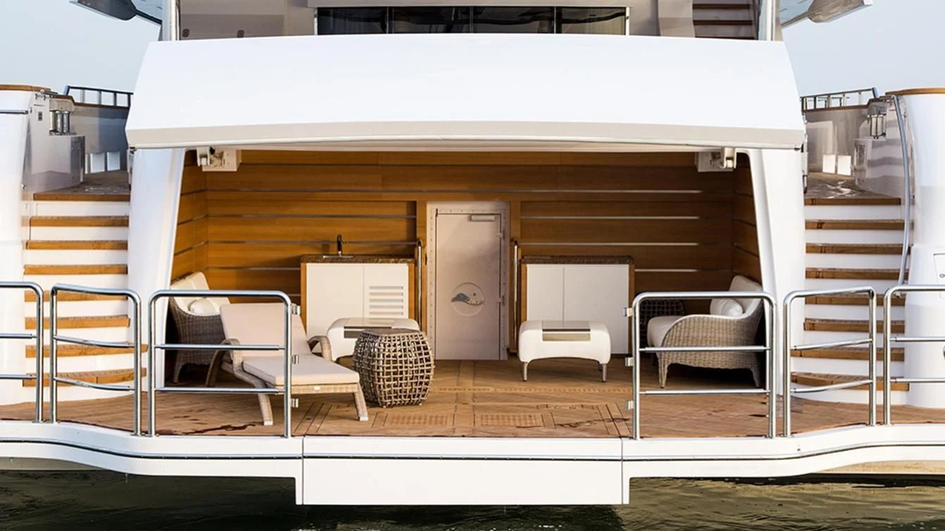 a house with a chair and a table aboard MY ESCAPE Yacht for Sale