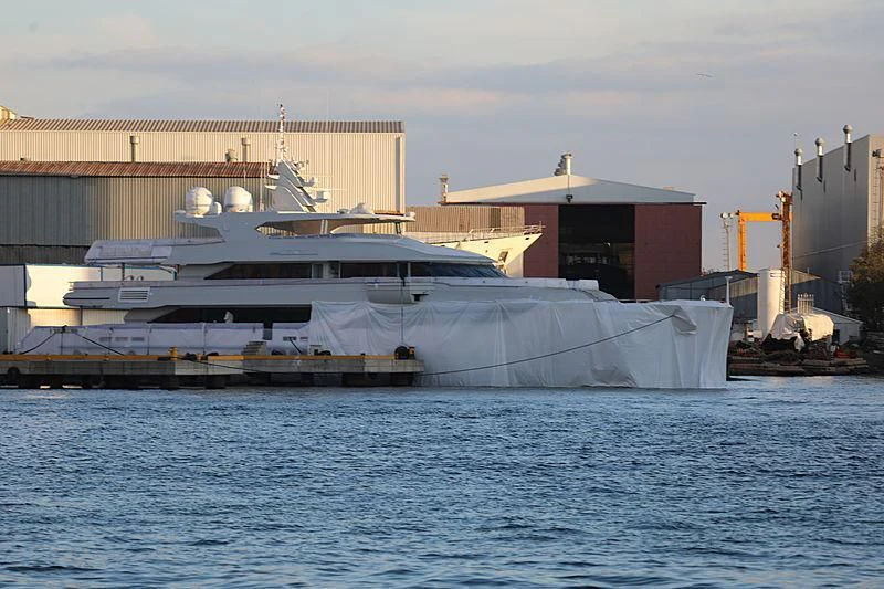 a large boat in the water aboard MY ESCAPE Yacht for Sale
