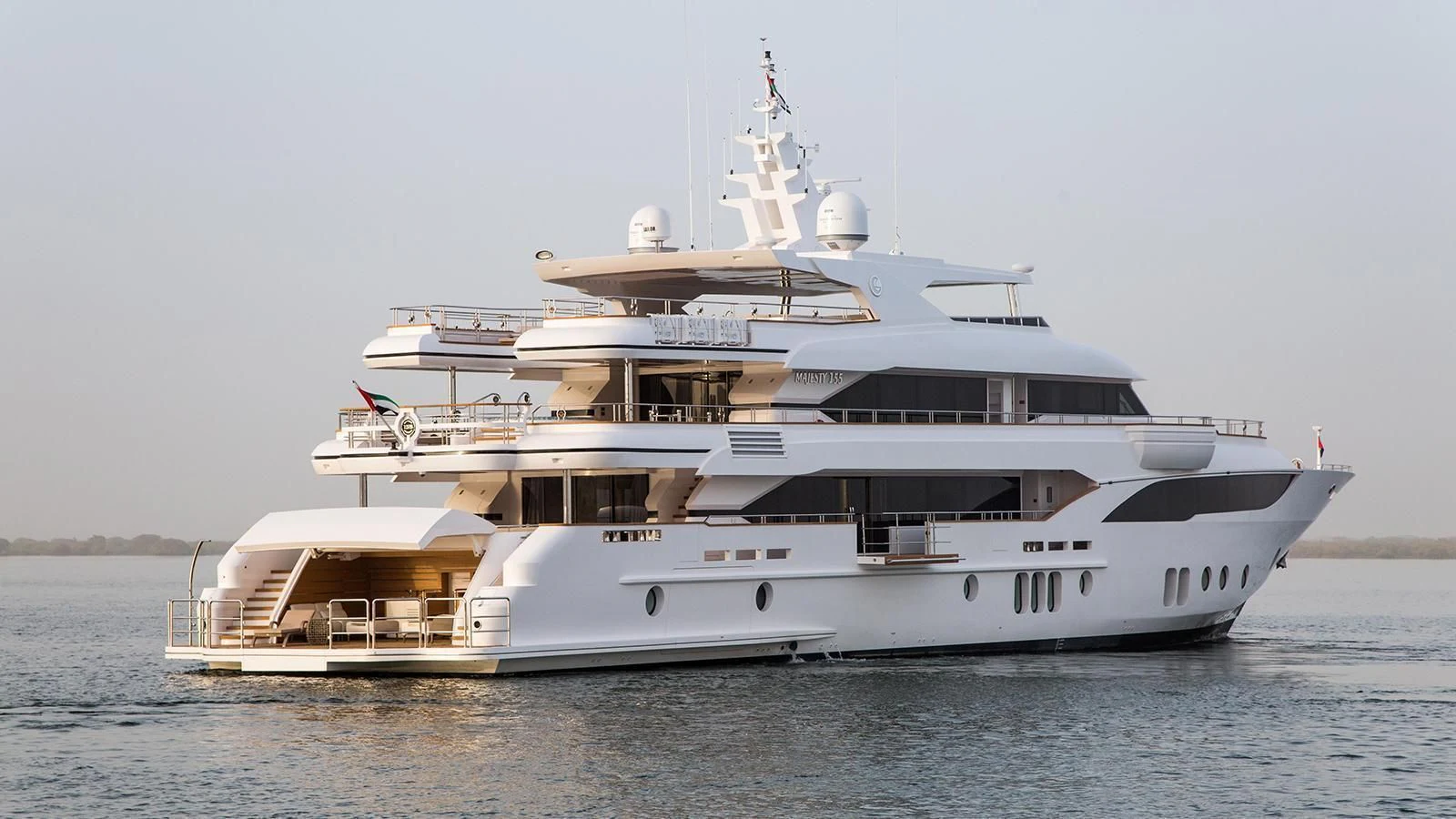a large white ship aboard MY ESCAPE Yacht for Sale