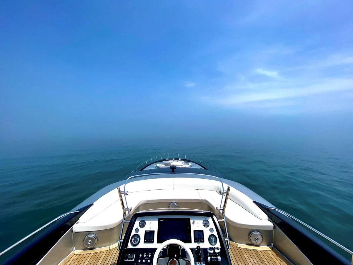 the front of a boat aboard INDISCRETION Yacht for Sale