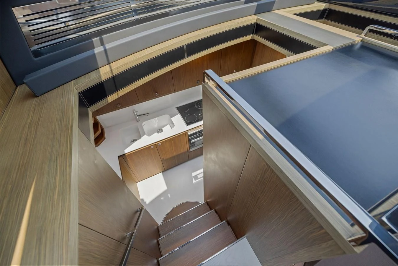 a kitchen with a countertop aboard INDISCRETION Yacht for Sale