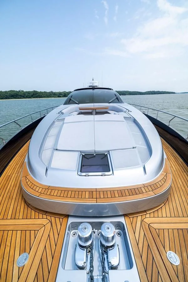 the front of a boat aboard INDISCRETION Yacht for Sale