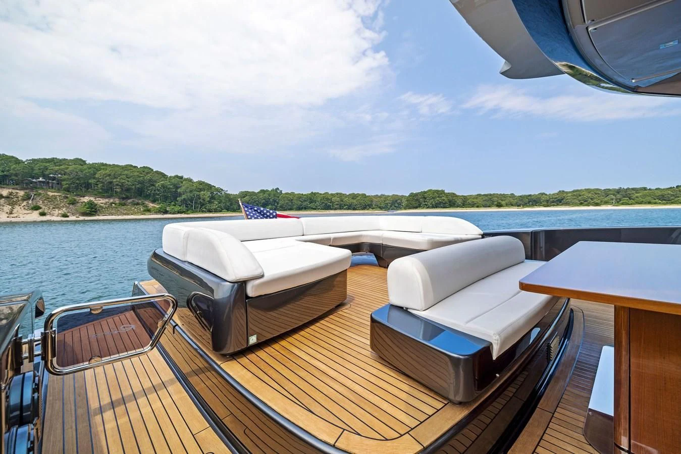 a boat on a deck aboard INDISCRETION Yacht for Sale