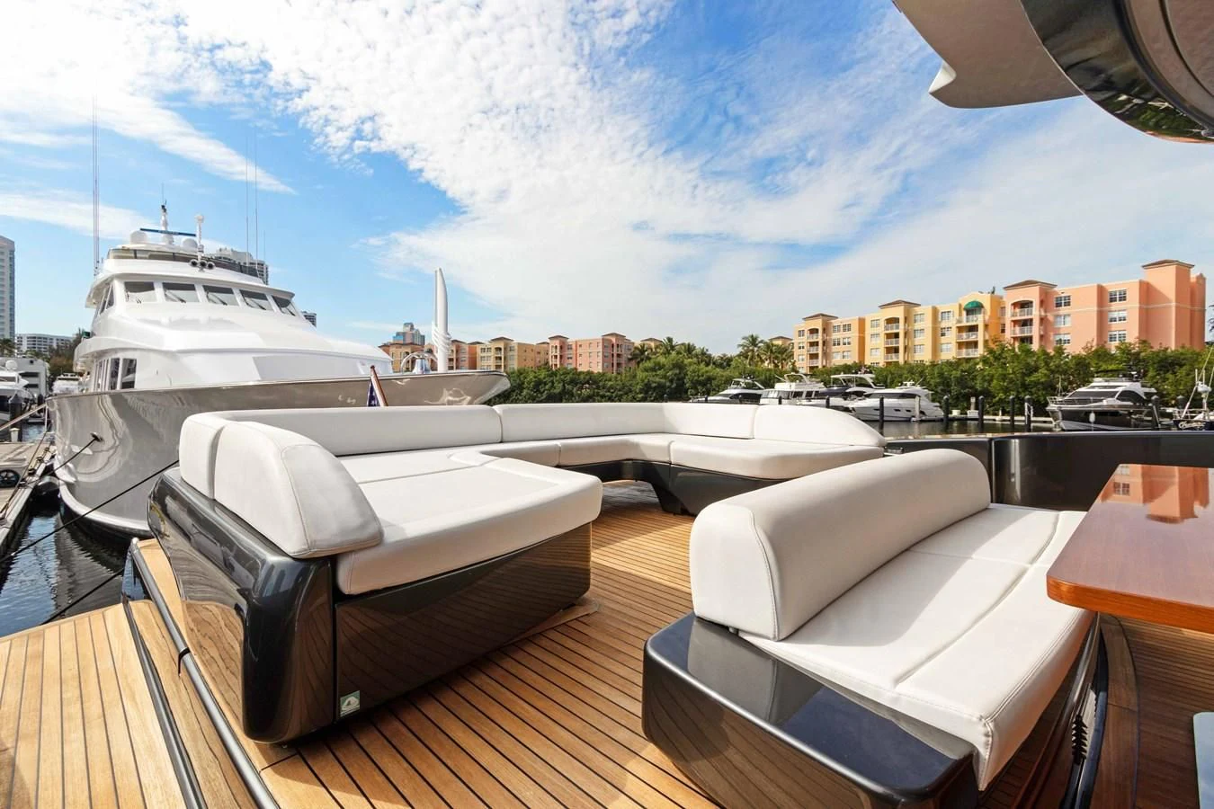 a boat on a deck aboard INDISCRETION Yacht for Sale