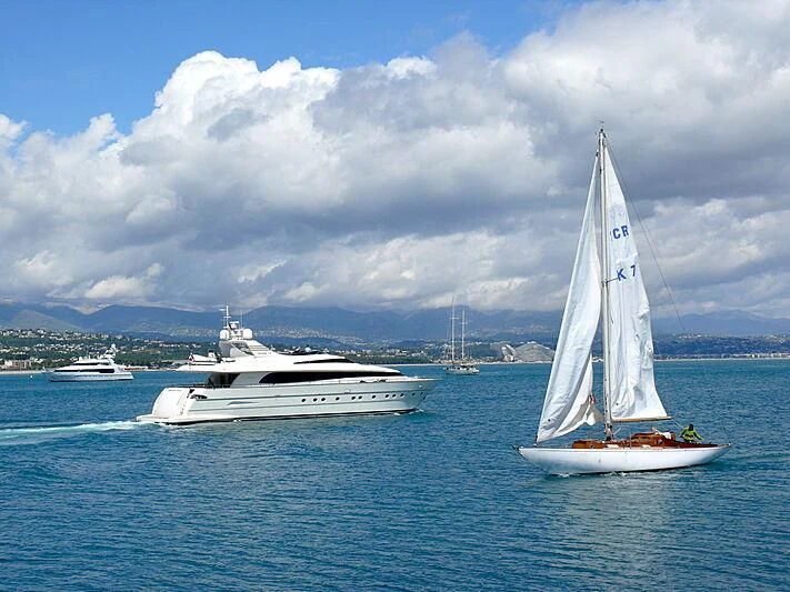 a boat sailing on the water aboard L'AYAZULA Yacht for Sale
