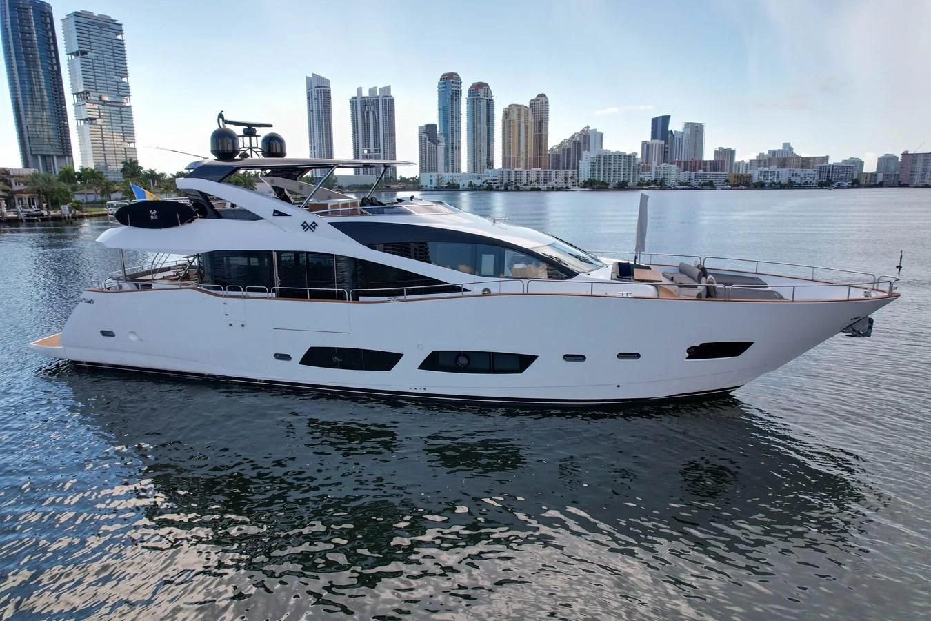 a boat on the water aboard 92' SUNSEEKER 2016 Yacht for Sale