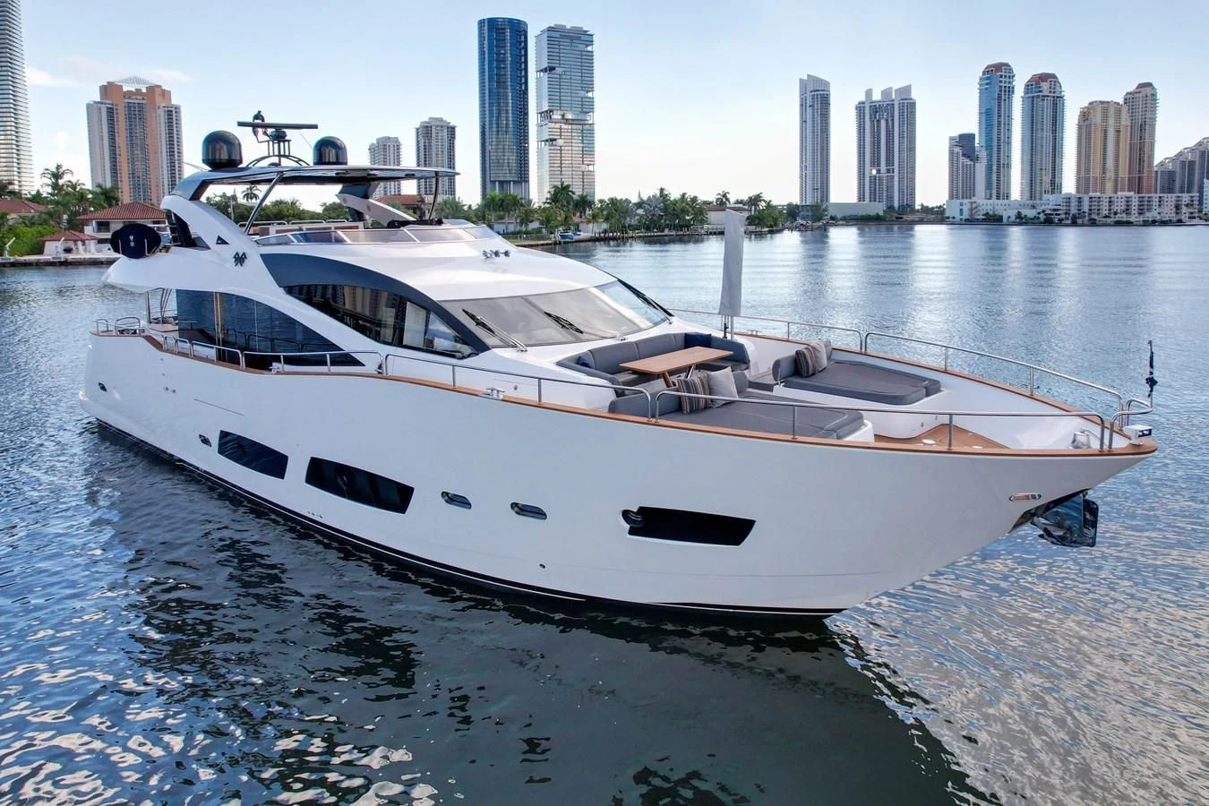 a boat on the water aboard 92' SUNSEEKER 2016 Yacht for Sale