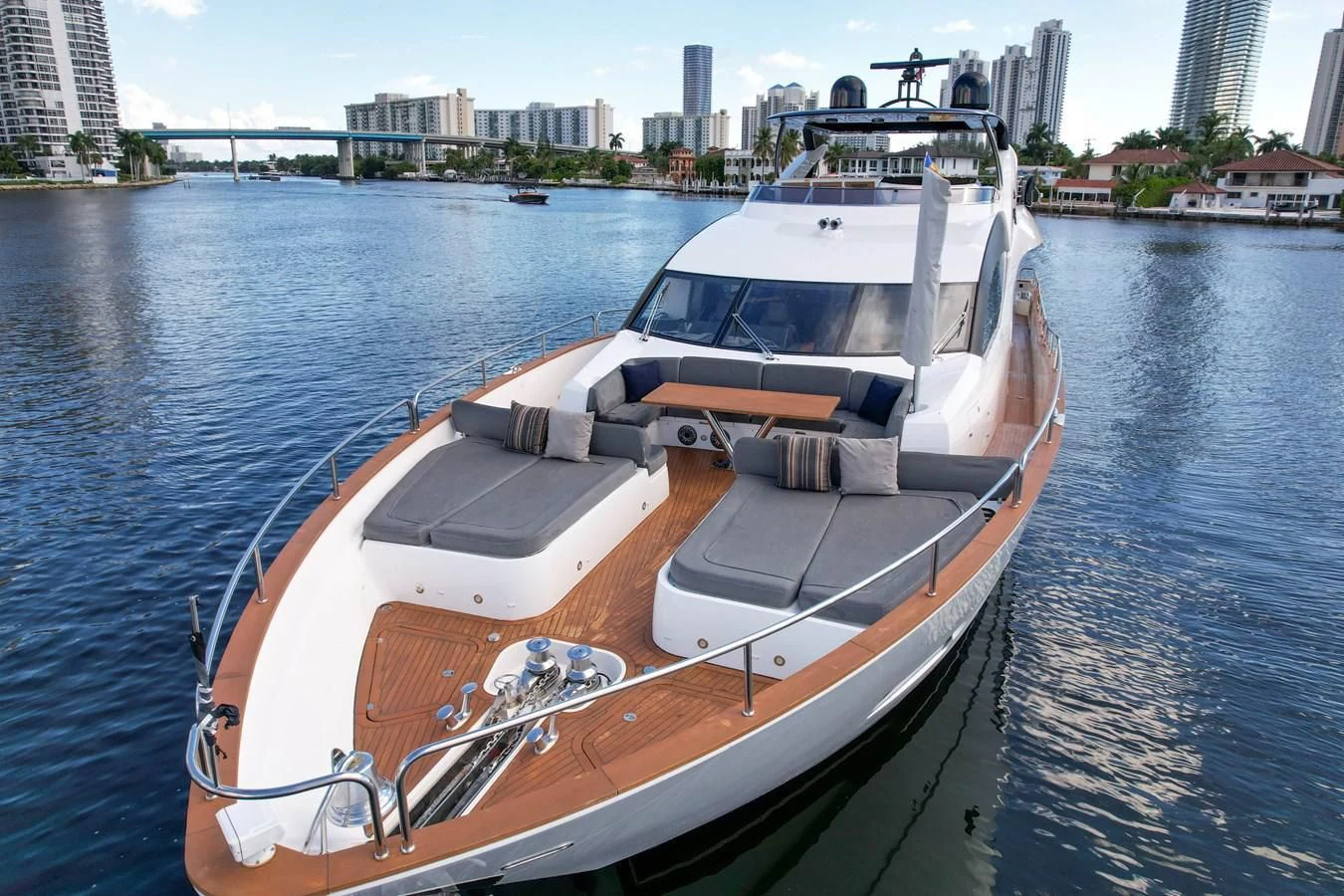 a boat on the water aboard 92' SUNSEEKER 2016 Yacht for Sale