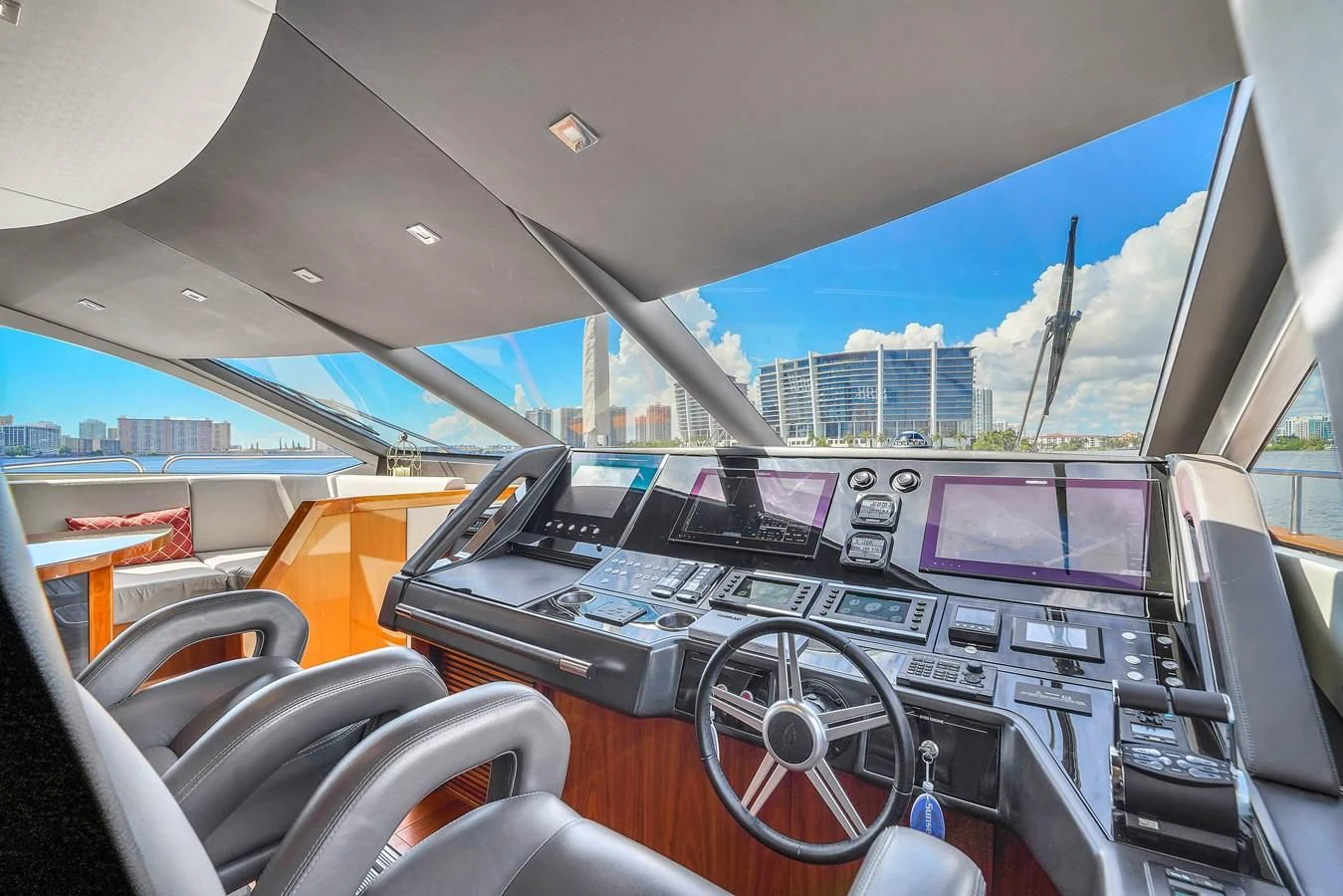 inside of a car aboard 92' SUNSEEKER 2016 Yacht for Sale