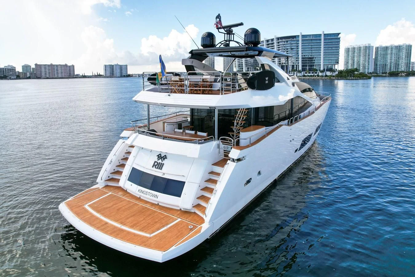 a boat on the water aboard 92' SUNSEEKER 2016 Yacht for Sale