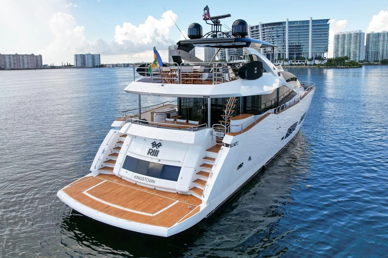 a boat on the water aboard 92' SUNSEEKER 2016 Yacht for Sale