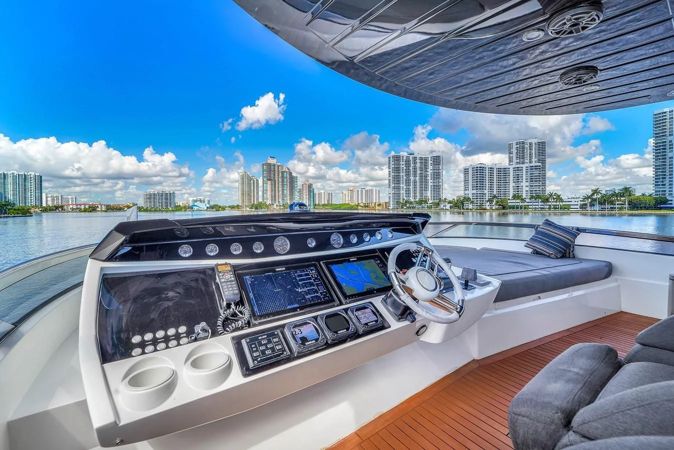 a boat on the water aboard 92' SUNSEEKER 2016 Yacht for Sale