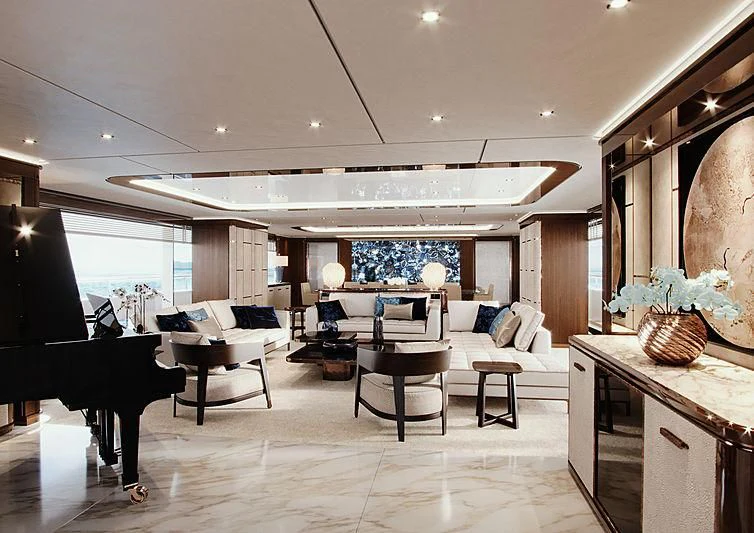 a large room with a large window aboard METTLE Yacht for Sale