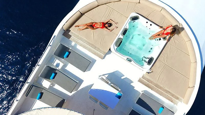 a person swimming in a boat aboard AZALEA Yacht for Sale