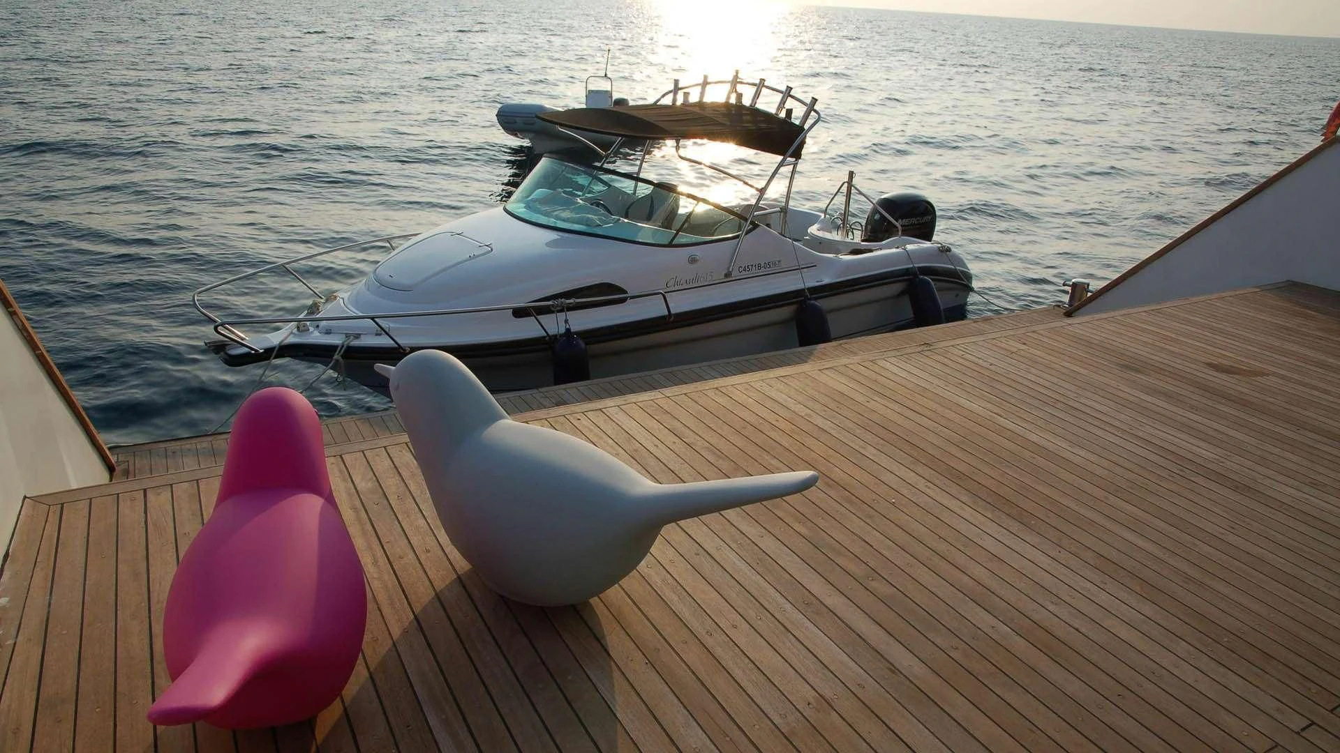 a boat on a deck aboard AZALEA Yacht for Sale
