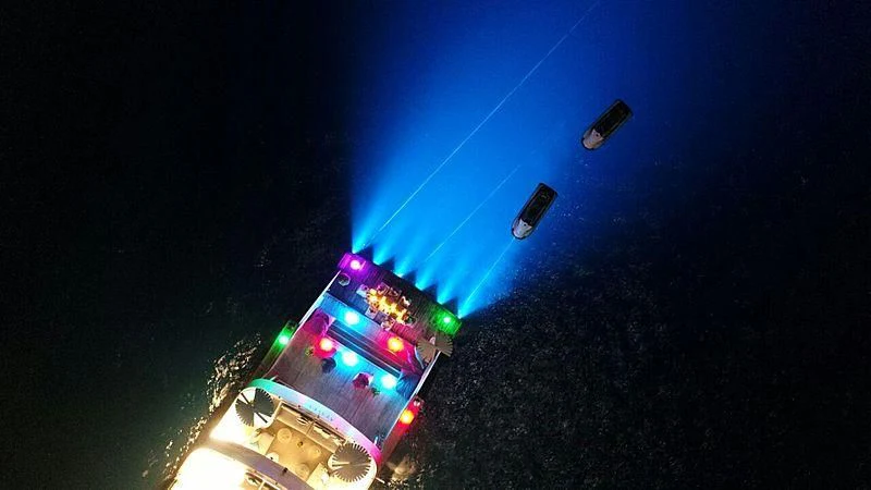 a tower with many colorful lights aboard AZALEA Yacht for Sale