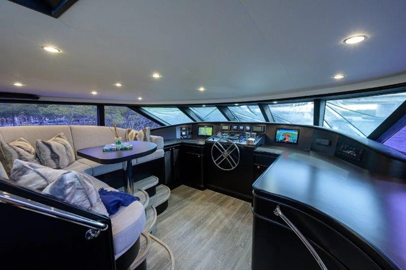 inside of a car aboard ODYSSEY Yacht for Sale