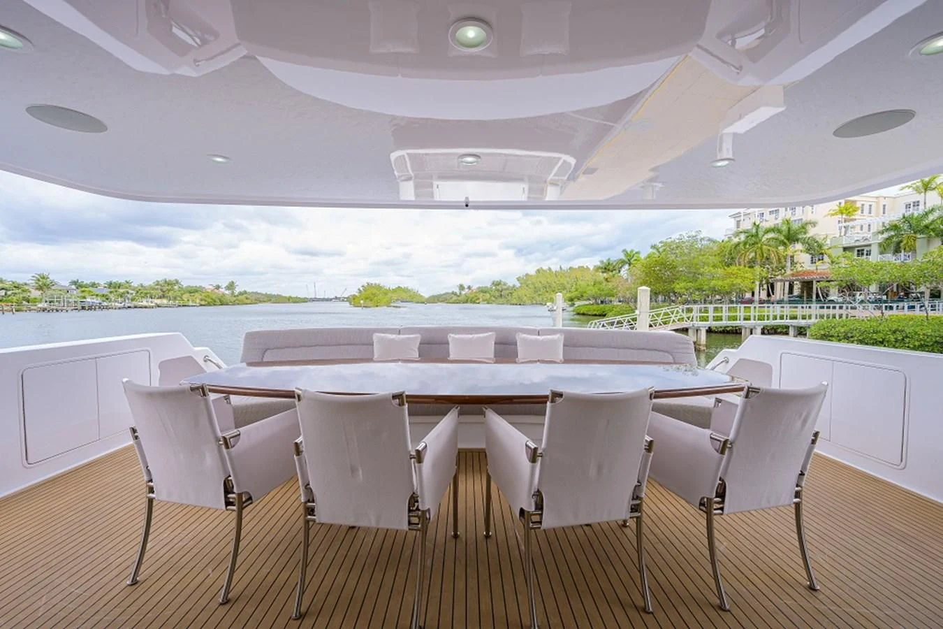 a room with tables and chairs aboard ODYSSEY Yacht for Sale