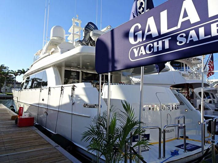 a large white boat aboard ODYSSEY Yacht for Sale