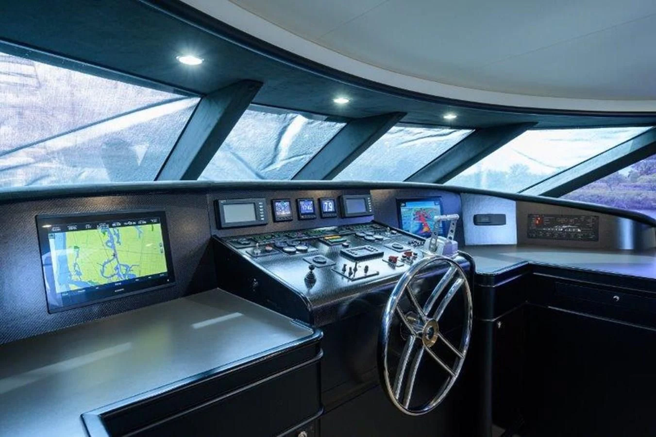 inside of a car aboard ODYSSEY Yacht for Sale