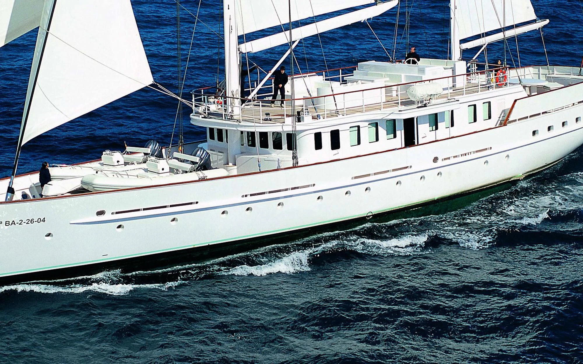 a boat on the water aboard MATA MUA Yacht for Sale