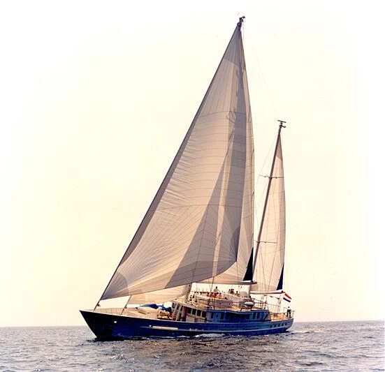 a sailboat on the water aboard MATA MUA Yacht for Sale