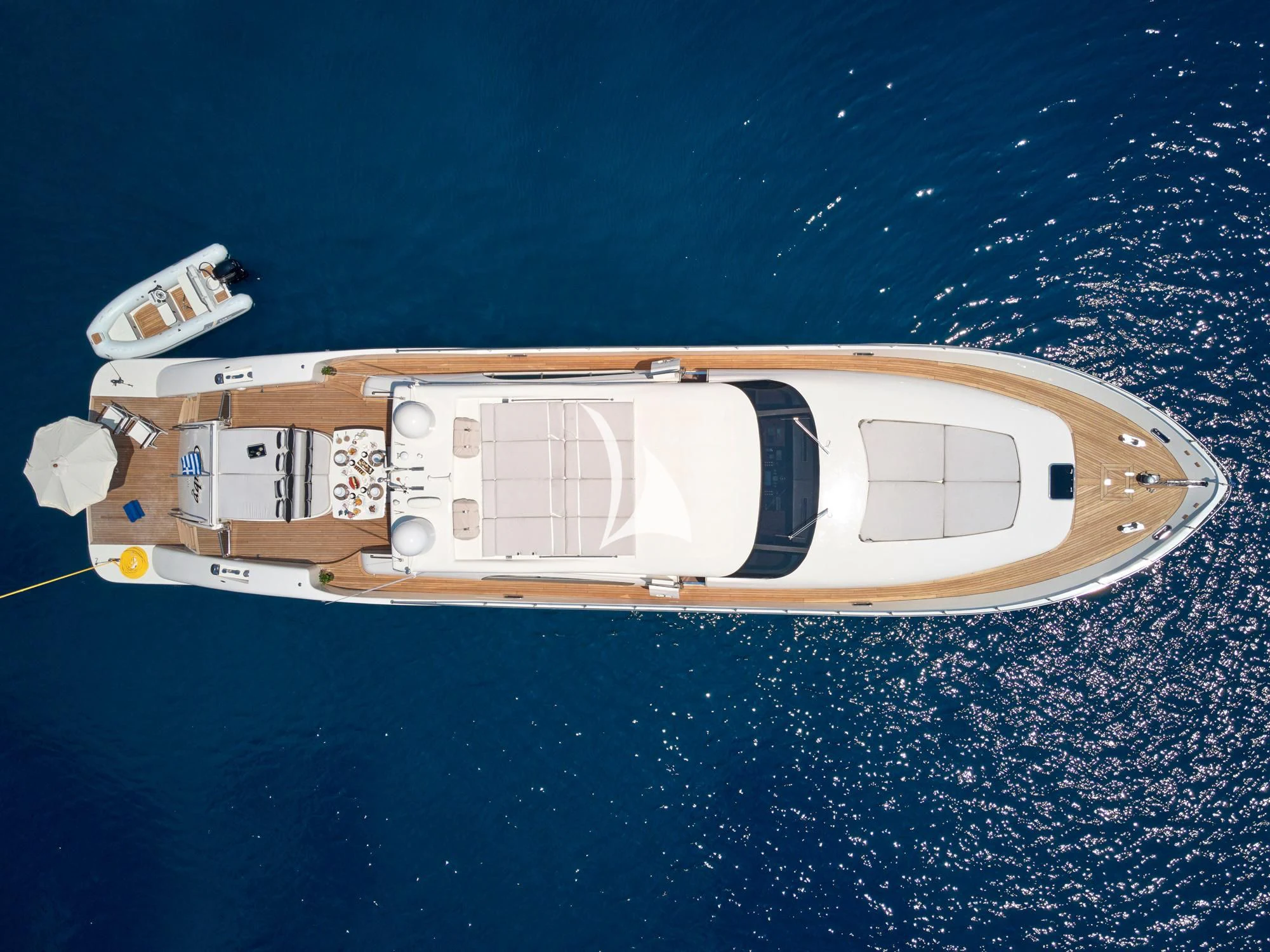 a space ship in the water aboard RUBY Yacht for Charter