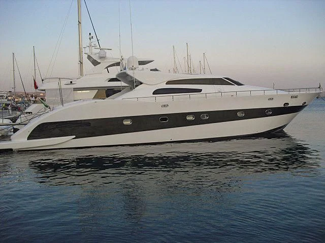 a large white yacht aboard RUBY Yacht for Charter