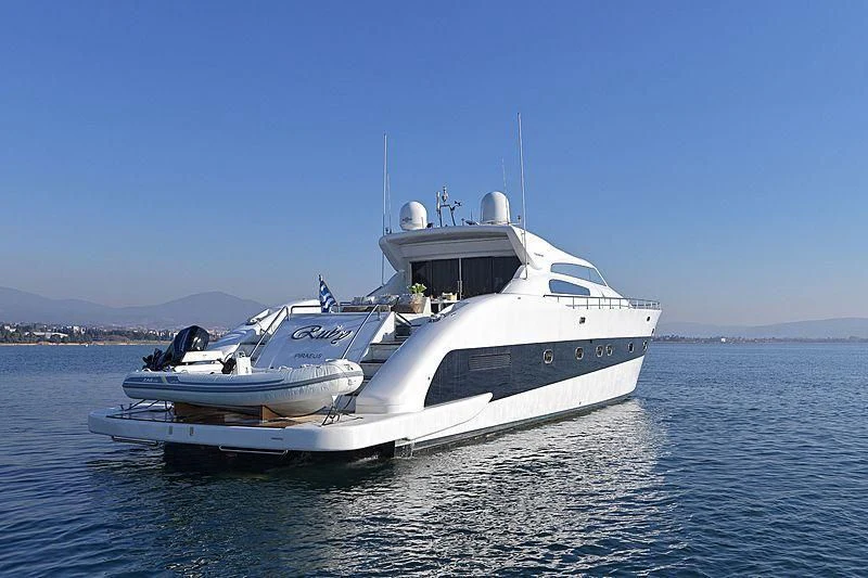 a boat in the water aboard RUBY Yacht for Charter