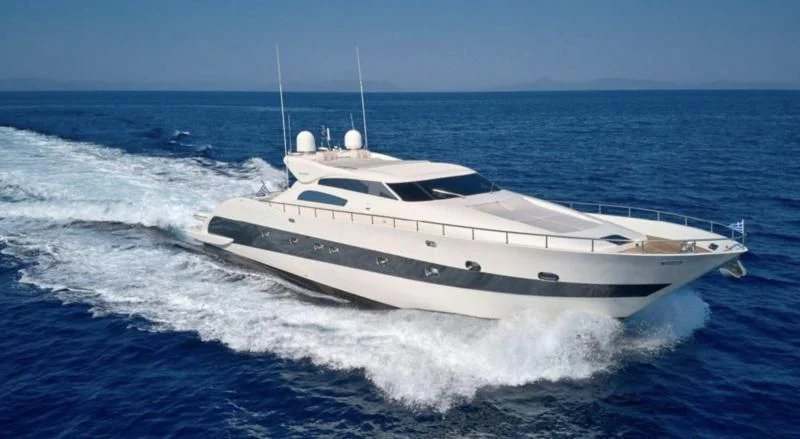 a white yacht on the water aboard RUBY Yacht for Charter