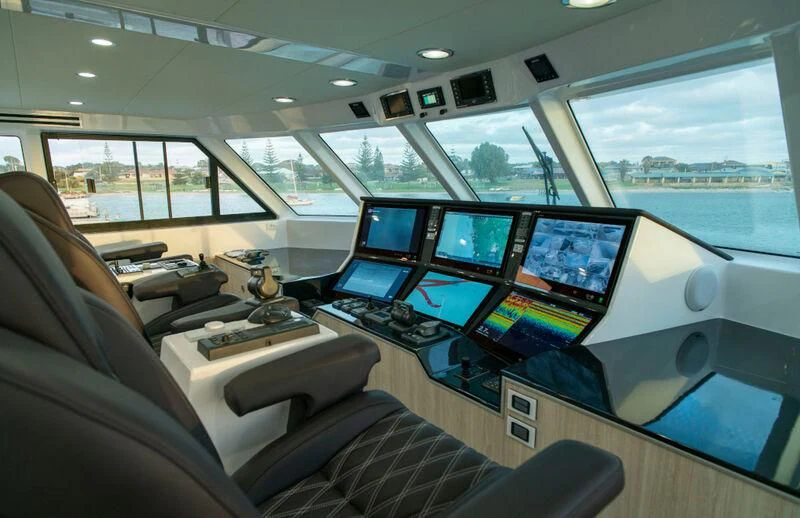 inside of a car with many monitors aboard LA BELLA CHERIE Yacht for Sale