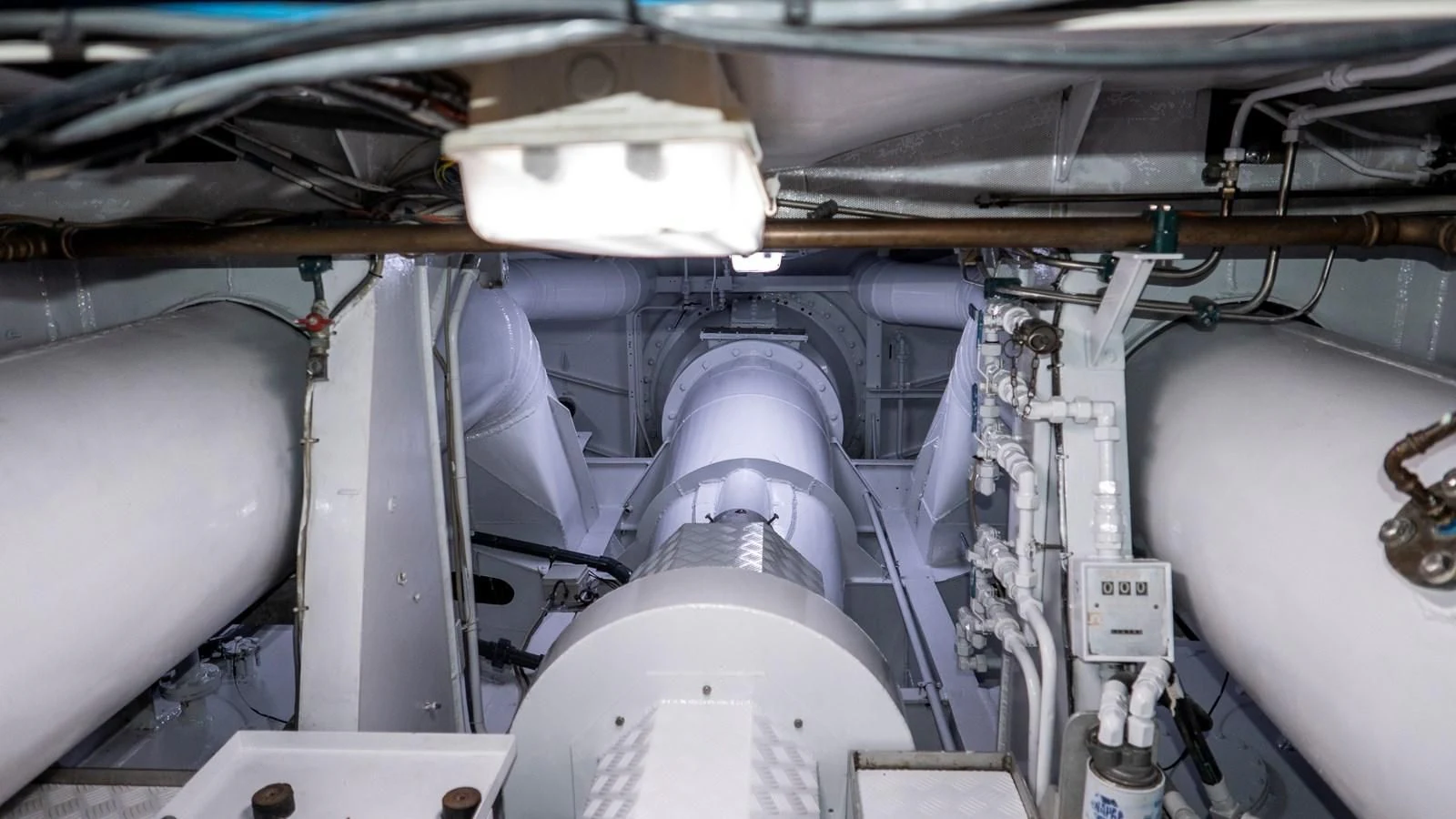 a large machine with pipes aboard OCTOPUSSY Yacht for Sale