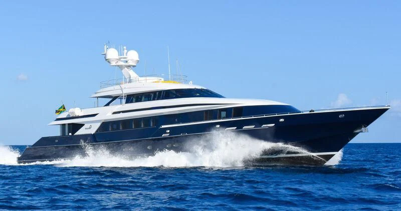 a large boat in the water aboard OCTOPUSSY Yacht for Sale
